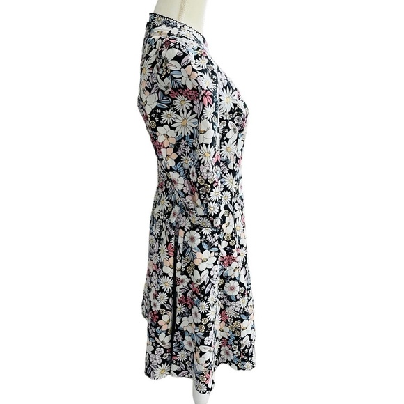 Rachel Parcell Size Small Black Floral Cotton Puff Sleeve Retro Minidress NWT - Picture 11 of 16